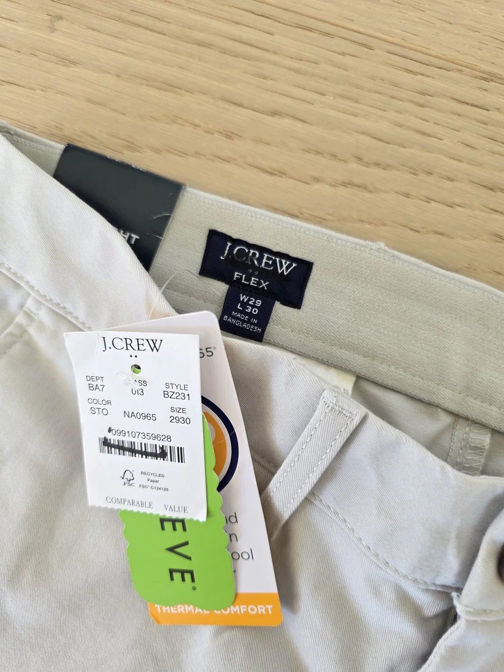 J.Crew Flex Chino Pants Men's 29x30 Light Gray NWT Stretch Slim